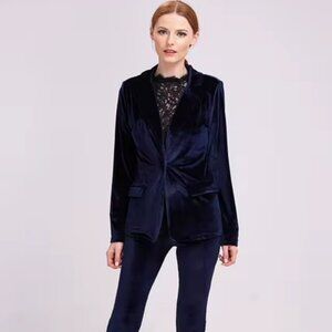 NEW! BLUE PLUSH VELVET BLAZER JACKET